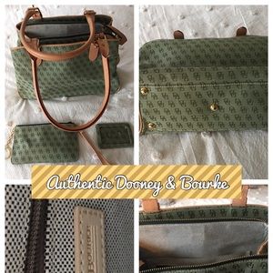 Authentic Dooney & Bourke Green Fabric Satchel